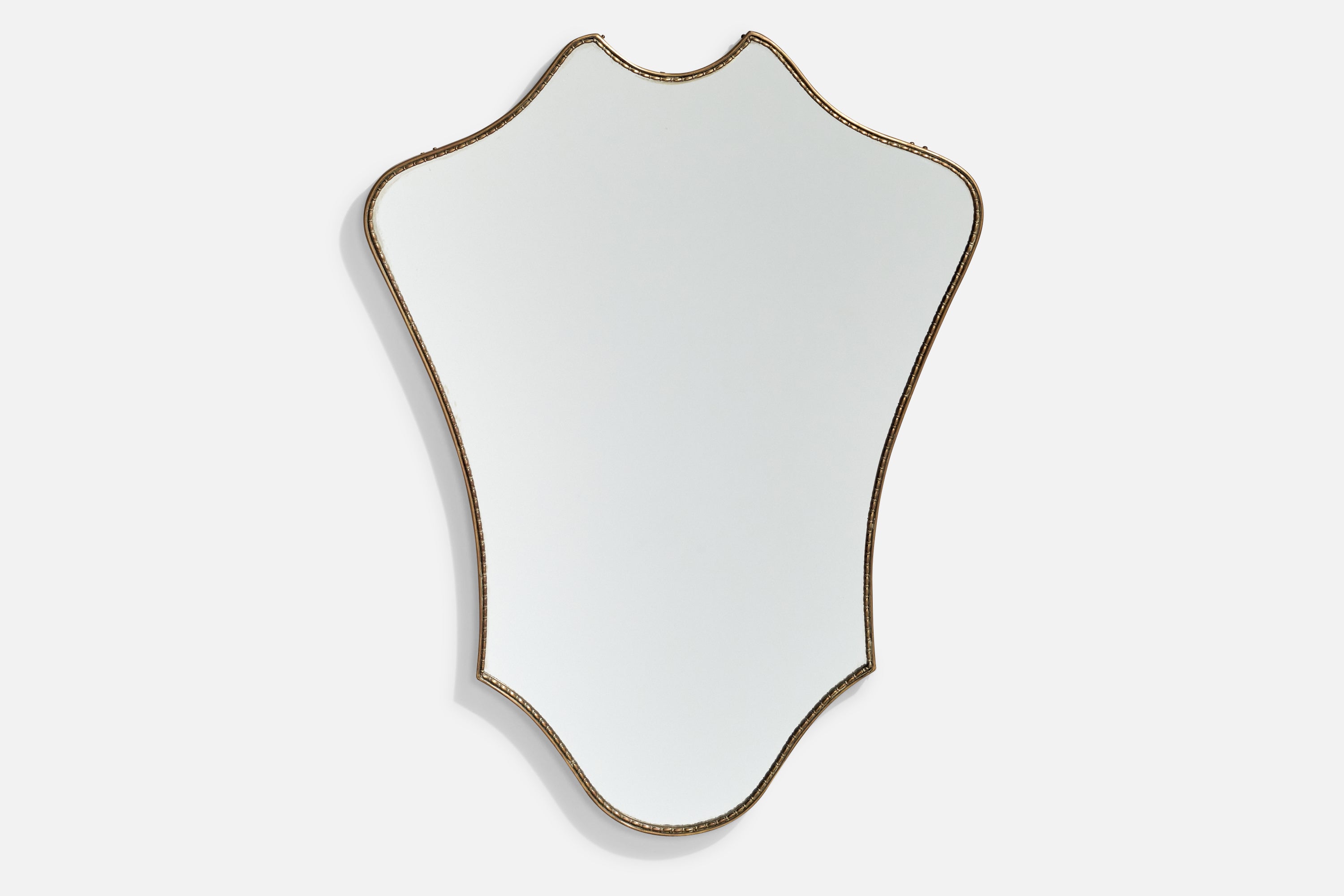 Italienischer italienischer Designer, Wandspiegel, Messing, Spiegelglas, Italien, ca. 1940er Jahre