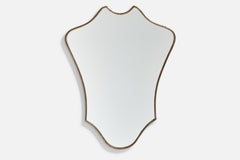Italienischer italienischer Designer, Wandspiegel, Messing, Spiegelglas, Italien, ca. 1940er Jahre