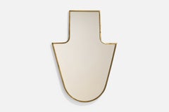 Italienischer italienischer Designer, Wandspiegel, Messing, Spiegelglas, Italien, ca. 1940er Jahre
