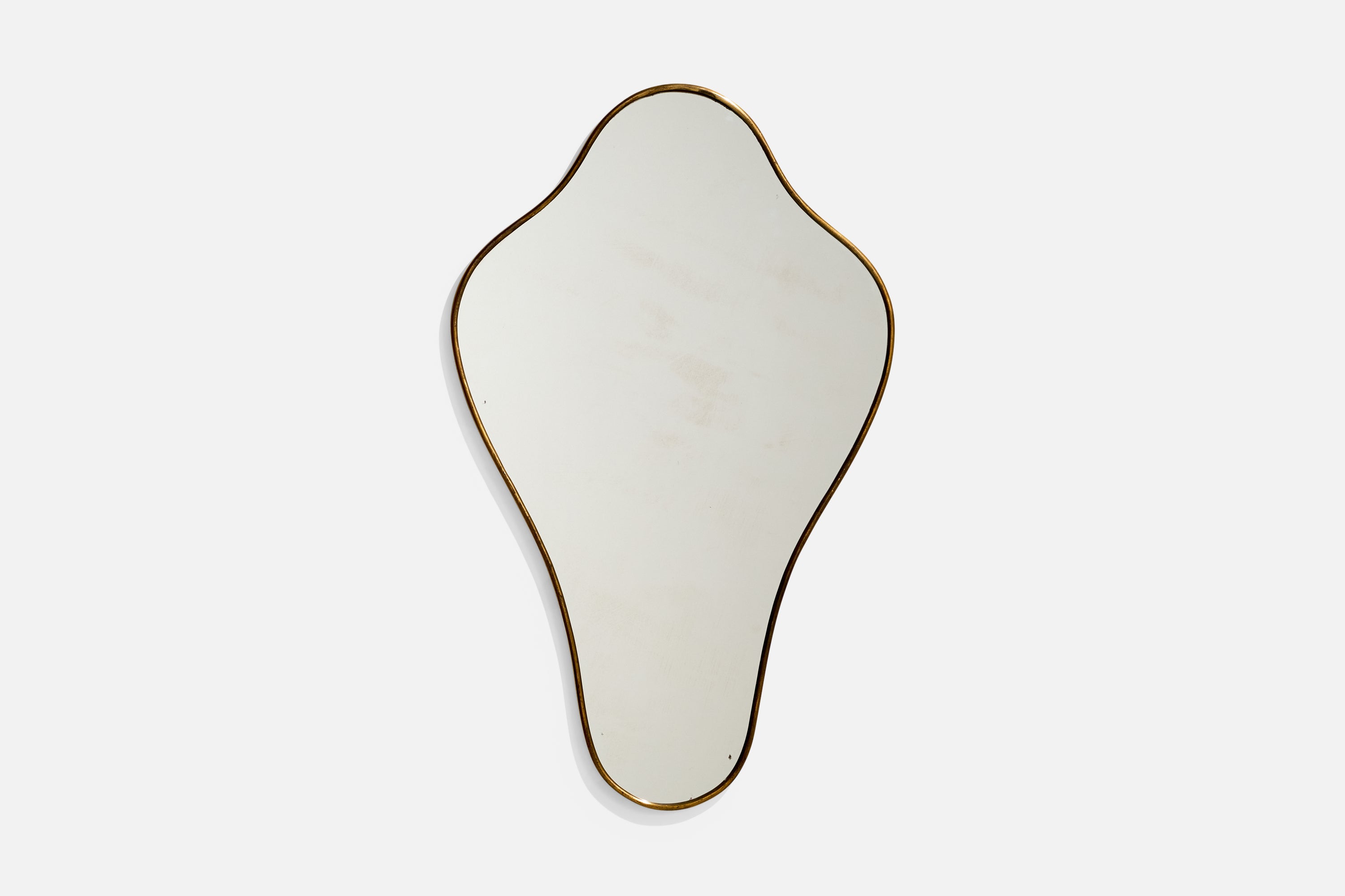 Italienischer italienischer Designer, Wandspiegel, Messing, Spiegelglas, Italien, ca. 1940er Jahre