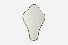 Italienischer italienischer Designer, Wandspiegel, Messing, Spiegelglas, Italien, ca. 1940er Jahre