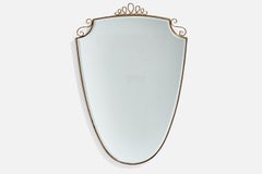 Italian Designer, Wall Mirror, Brass, Mirror Glass, Italy, c. 1940s