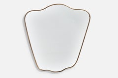 Italian Designer, Wall Mirror, Brass, Mirror Glass, Italy, c. 1940s