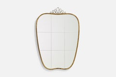 Italienischer italienischer Designer, Wandspiegel, Messing, Spiegelglas, Italien, ca. 1940er Jahre