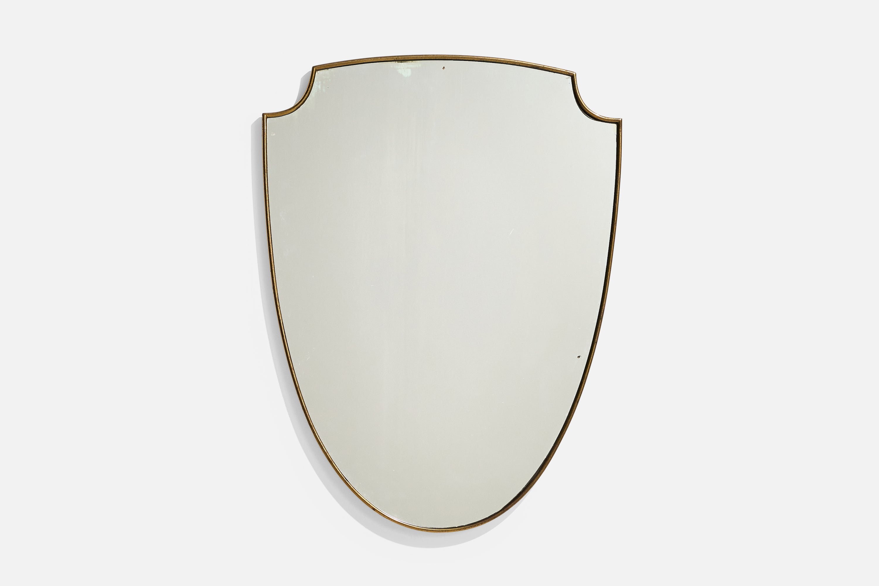 Specchio da parete di design italiano, ottone, vetro a specchio, Italia, 1940 ca. in vendita