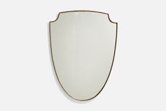 Diseñador italiano, Espejo de pared, Latón, Espejo de cristal, Italia, c. 1940s
