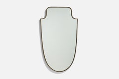 Italian Designer, Wall Mirror, Brass, Mirror Glass, Italy, C. 1940s