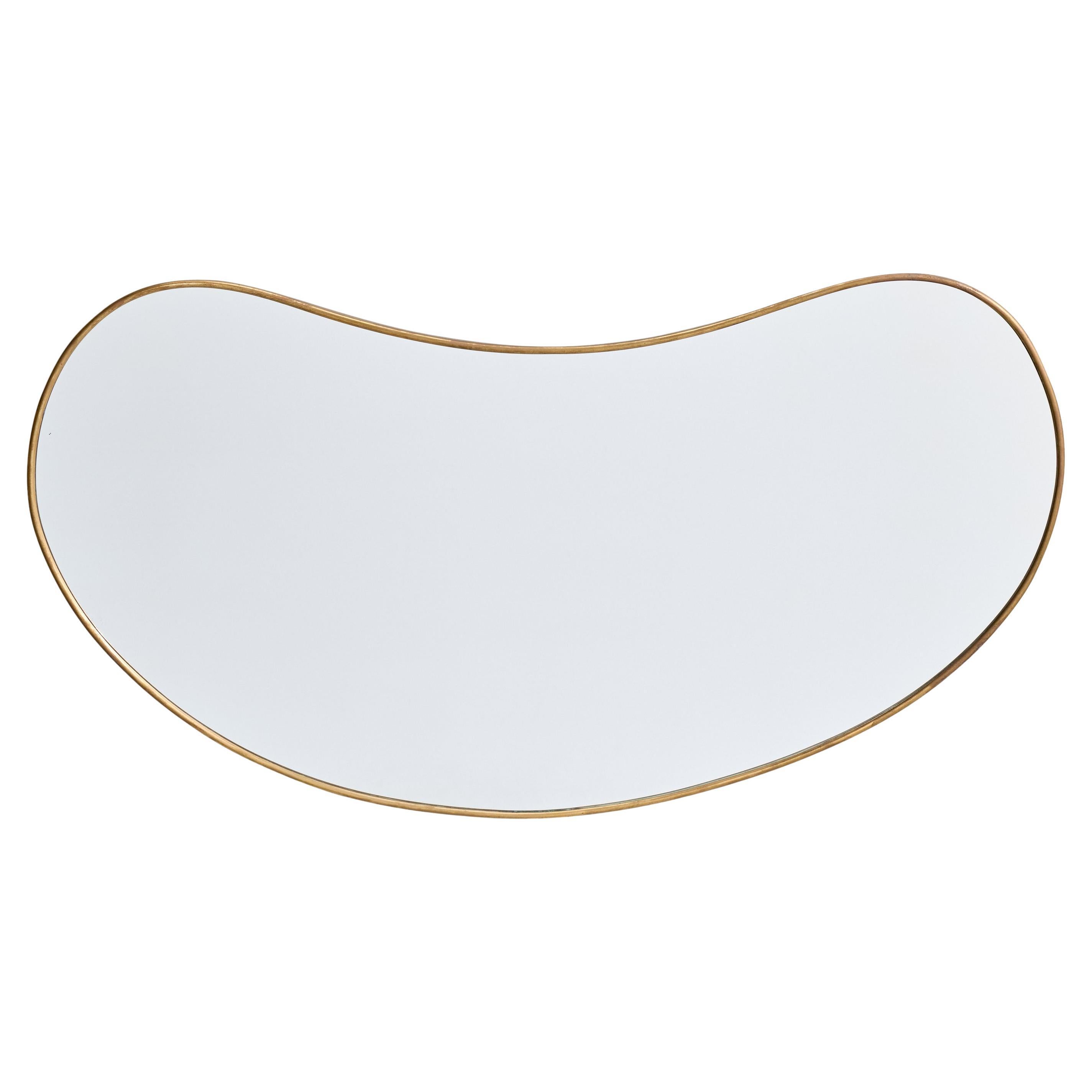 Italienischer italienischer Designer, Wandspiegel, Messing, Spiegelglas, Italien, ca. 1940er Jahre