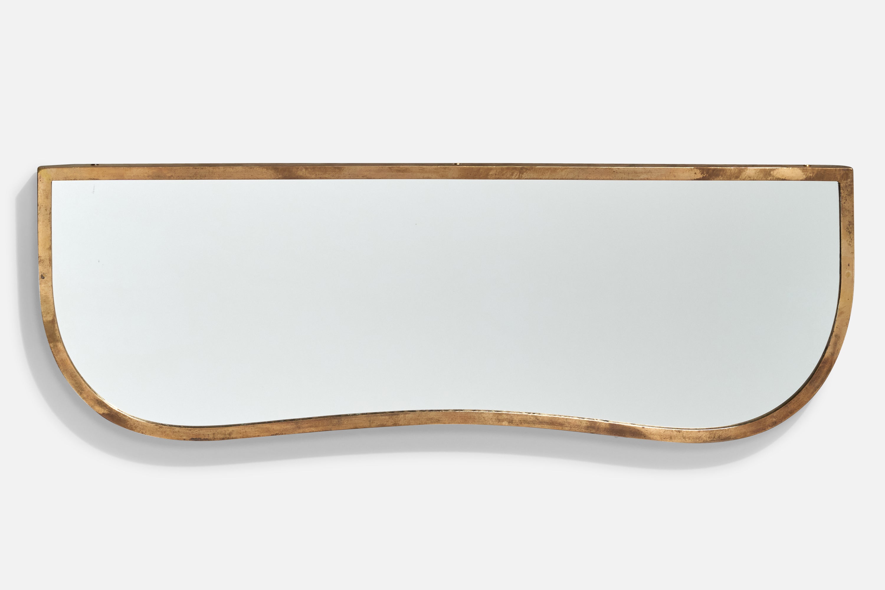Italian Designer, Wall Mirror, Brass, Mirror Glass, Italy, c. 1940s
