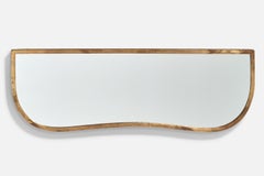 Specchio da parete di design italiano, ottone, vetro a specchio, Italia, 1940 ca.