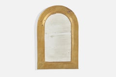 Specchio da parete di design italiano, ottone, vetro a specchio, Italia, 1940 ca.