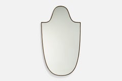 Specchio da parete di design italiano, ottone, vetro a specchio, Italia, 1940 ca.