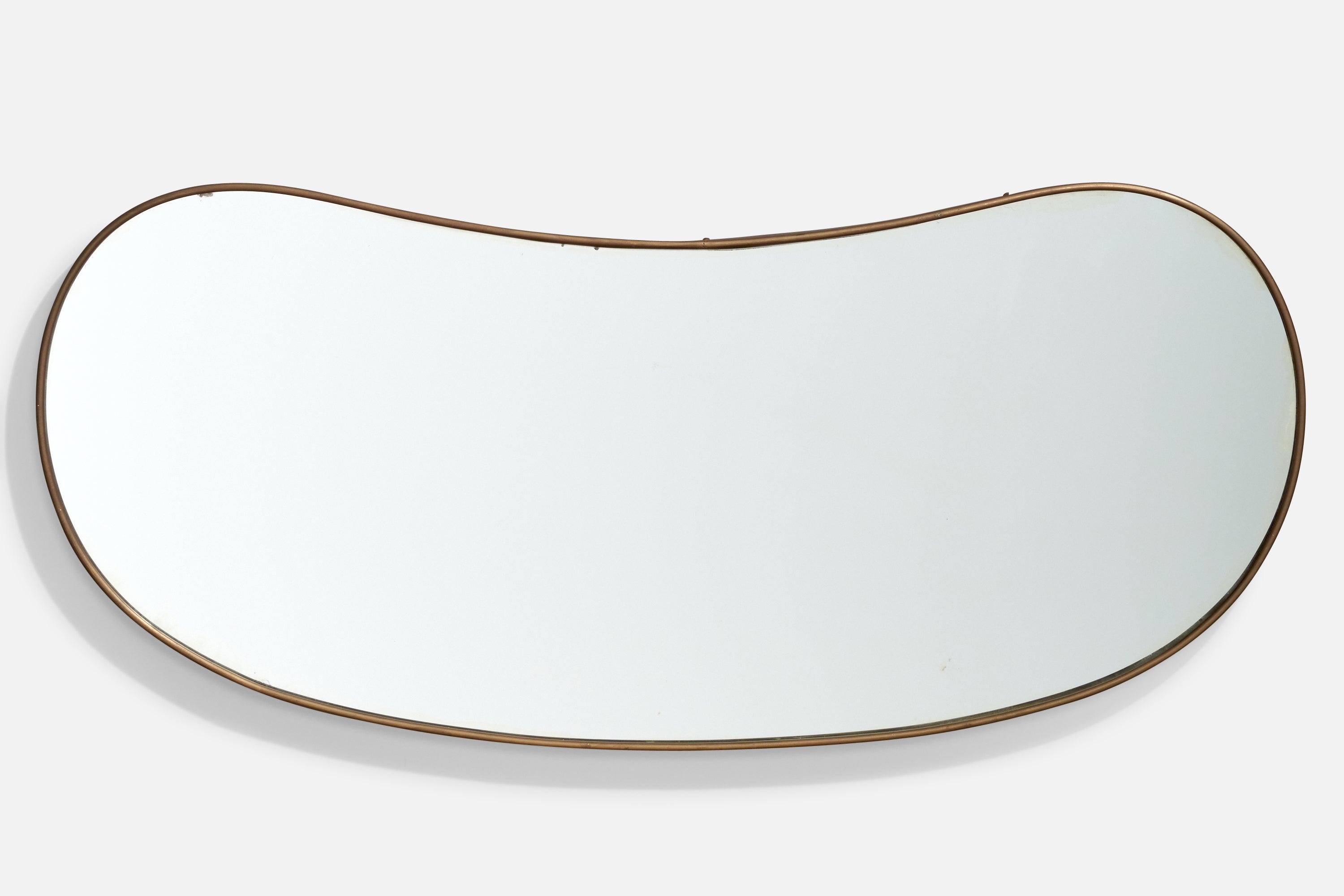 Specchio da parete di design italiano, ottone, vetro a specchio, Italia, 1940 ca.