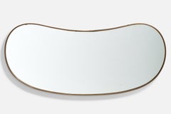 Italian Designer, Wall Mirror, Brass, Mirror Glass, Italy, c. 1940s
