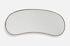 Specchio da parete di design italiano, ottone, vetro a specchio, Italia, 1940 ca.