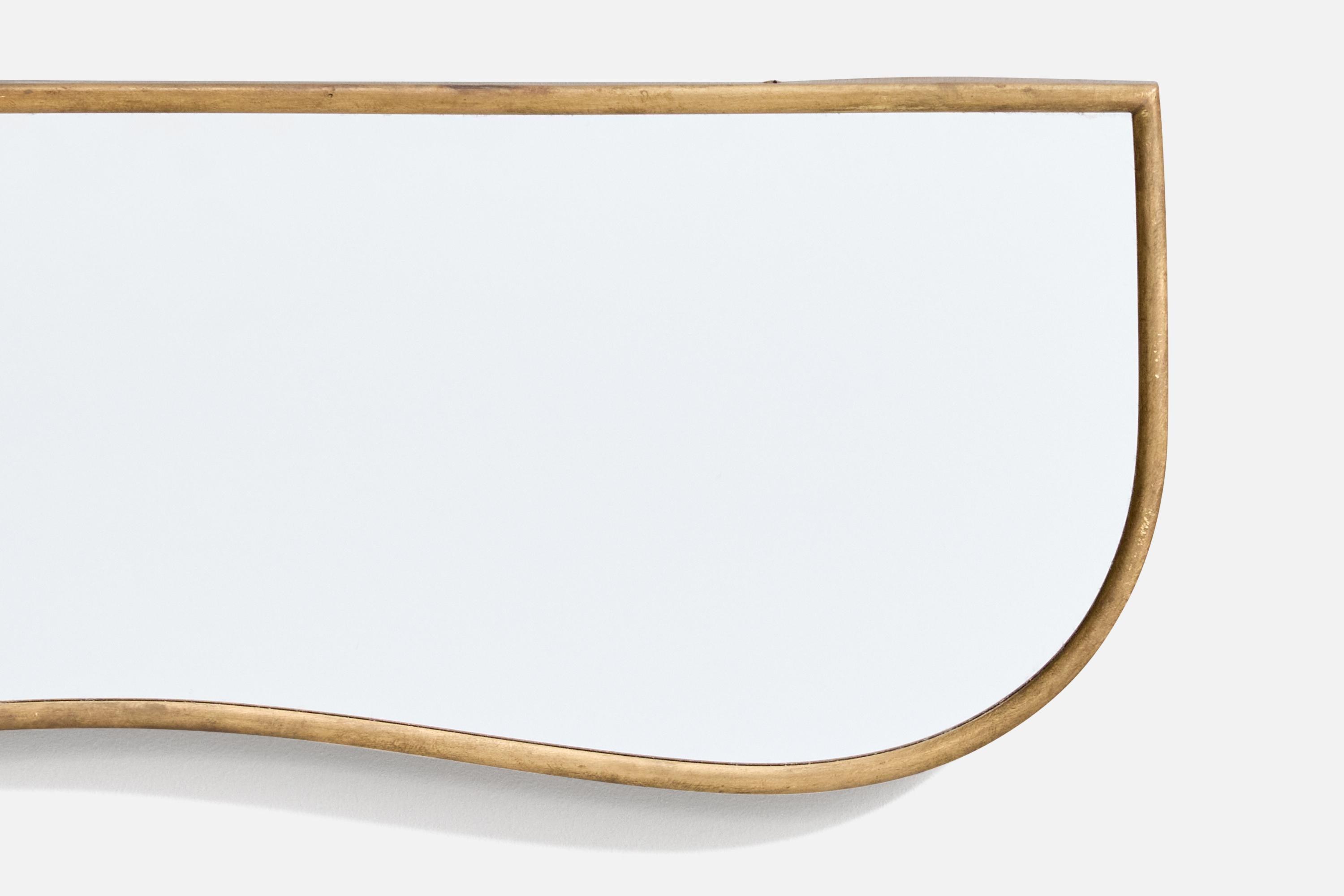 Diseñador italiano, Espejo de pared, Latón, Cristal de espejo, Italia, c. 1950 mediados del siglo XX en venta