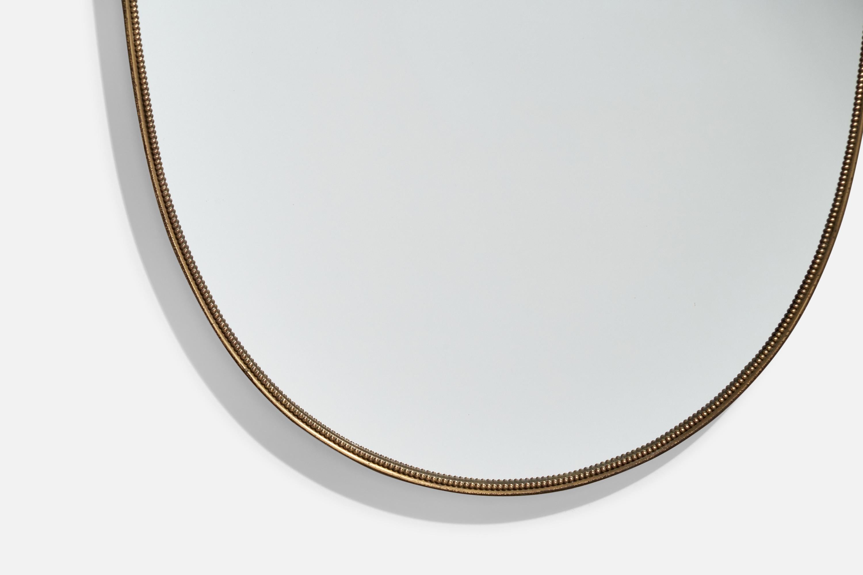 Italian Designer, Wall Mirror, Brass, Mirror Glass, Italy, c. 1950s For Sale 4