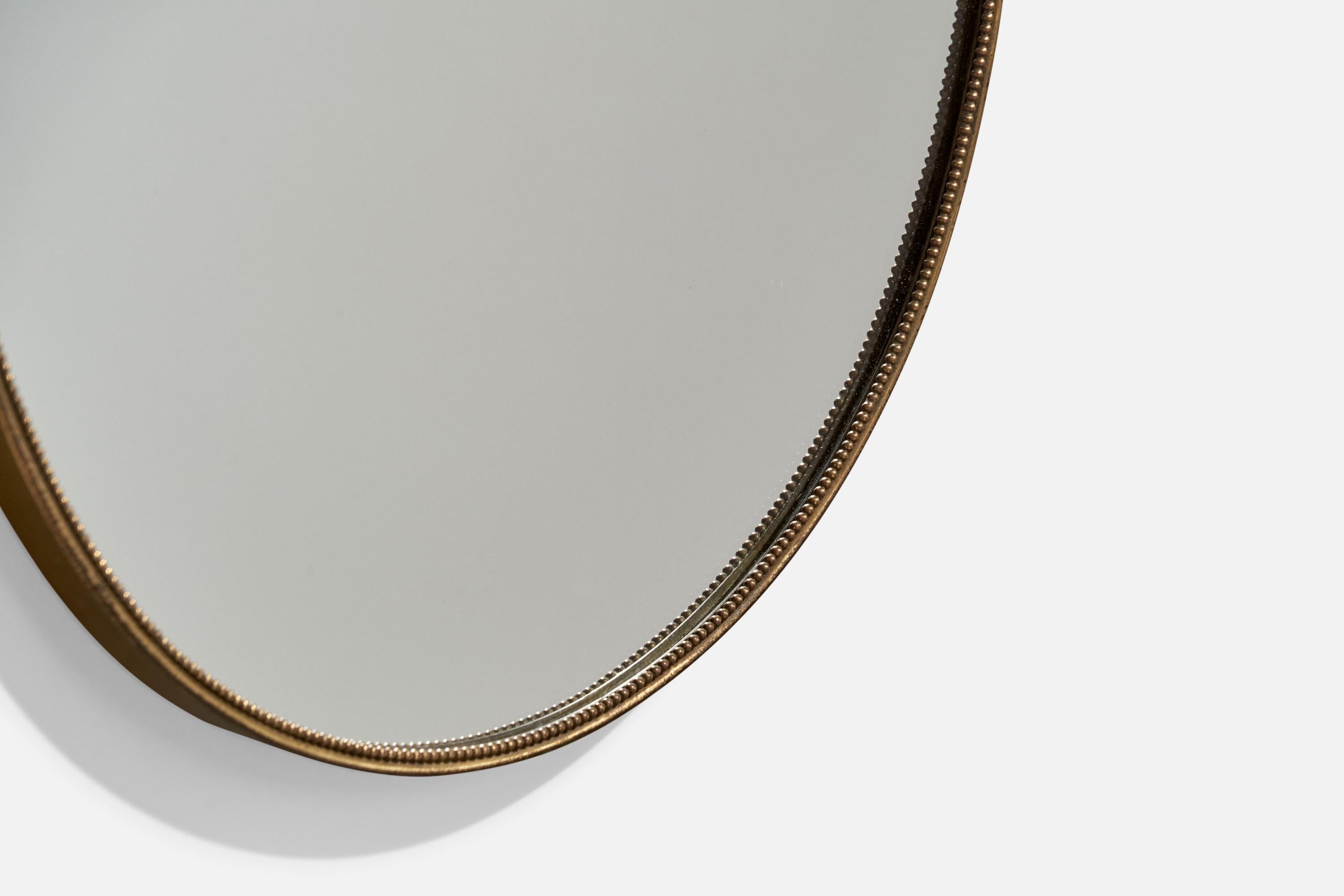 Italian Designer, Wall Mirror, Brass, Mirror Glass, Italy, c. 1950s For Sale 5