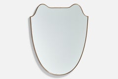 Créateur italien, miroir mural, laiton, verre miroir, Italie, vers les années 1950