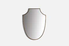 Diseñador italiano, Espejo de pared, Latón, Cristal de espejo, Italia, c. 1950