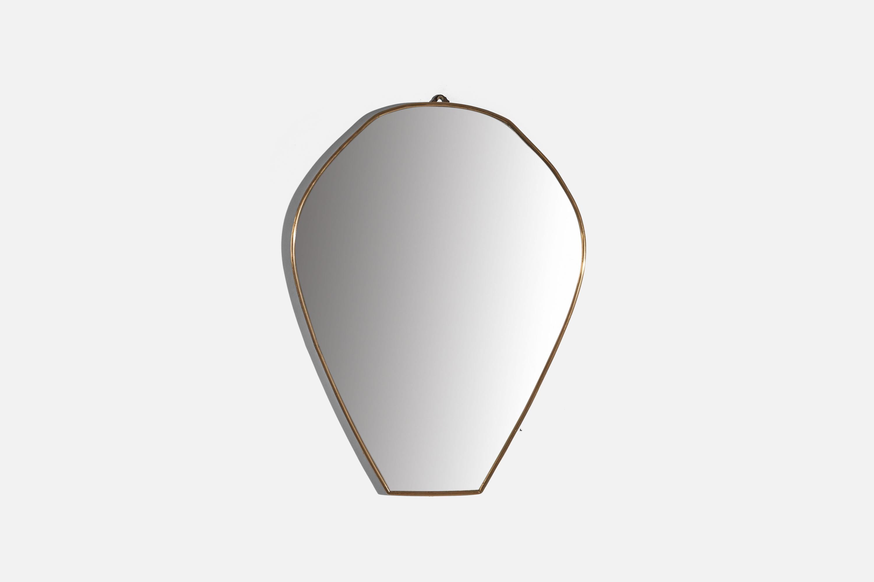 A brass wall mirror designed and produced in Italy, c. 1950s.
    