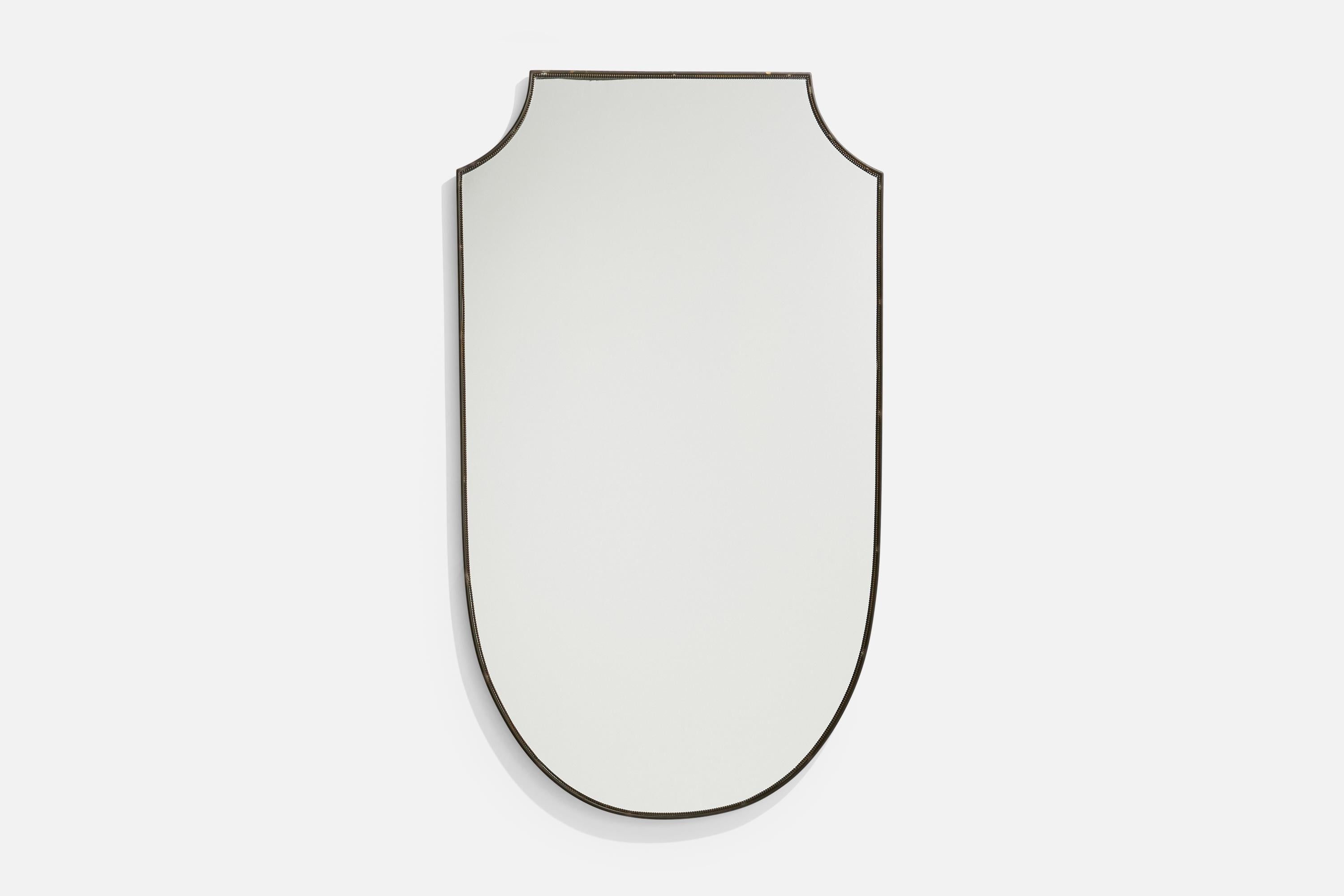 Mid-Century Modern Designer italien, miroir mural, laiton, verre miroir, Italie, vers les années 1950 en vente