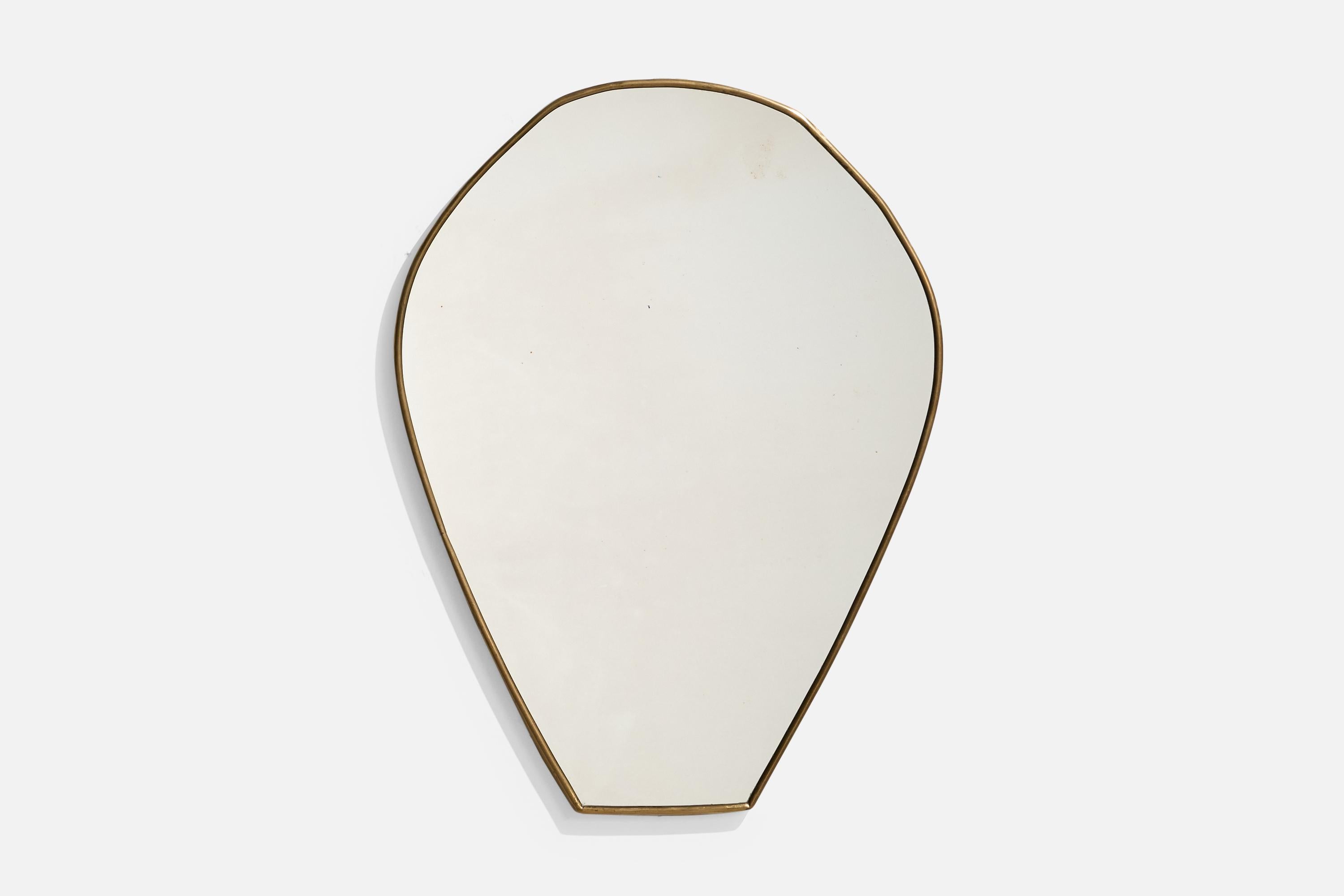 Italienischer italienischer Designer, Wandspiegel, Messing, Spiegelglas, Italien, um 1950 (Moderne der Mitte des Jahrhunderts) im Angebot