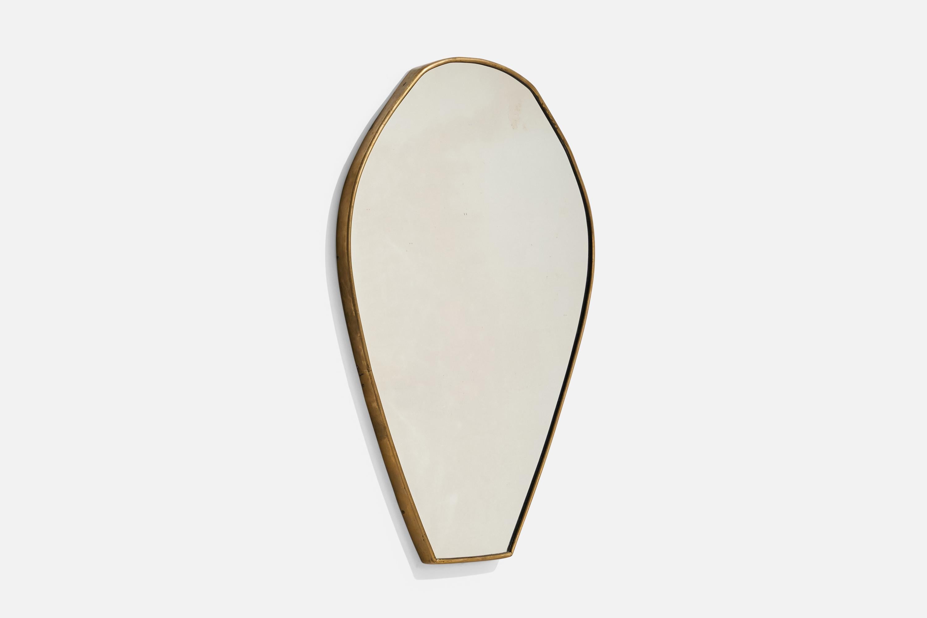 Italienischer italienischer Designer, Wandspiegel, Messing, Spiegelglas, Italien, um 1950 im Zustand „Gut“ im Angebot in High Point, NC