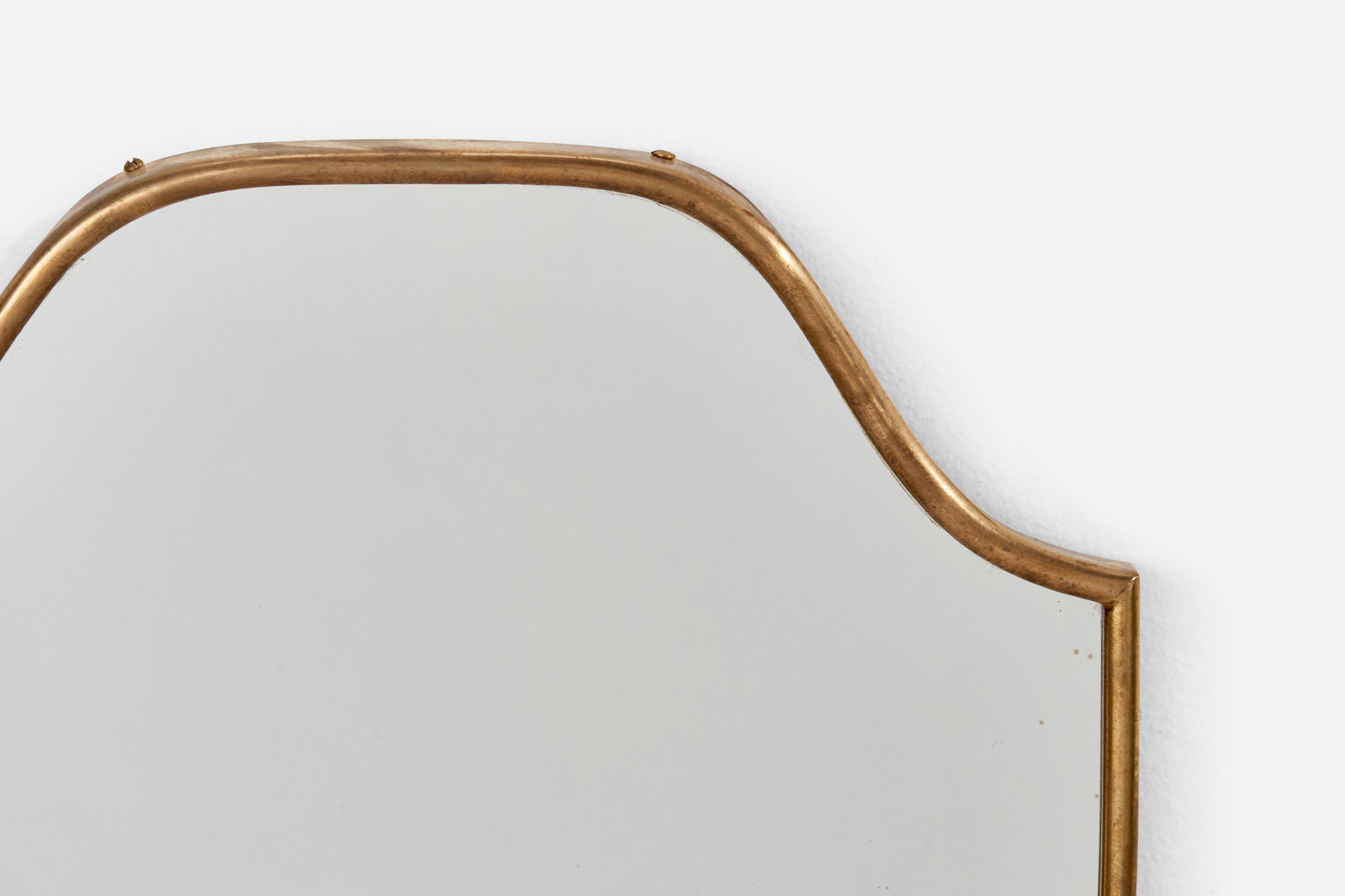 Designer italien, miroir mural, laiton, verre miroir, Italie, vers les années 1950 Bon état - En vente à High Point, NC
