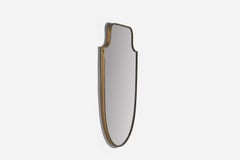 Italienischer italienischer Designer, Wandspiegel, Messing, Spiegelglas, Italien, um 1950