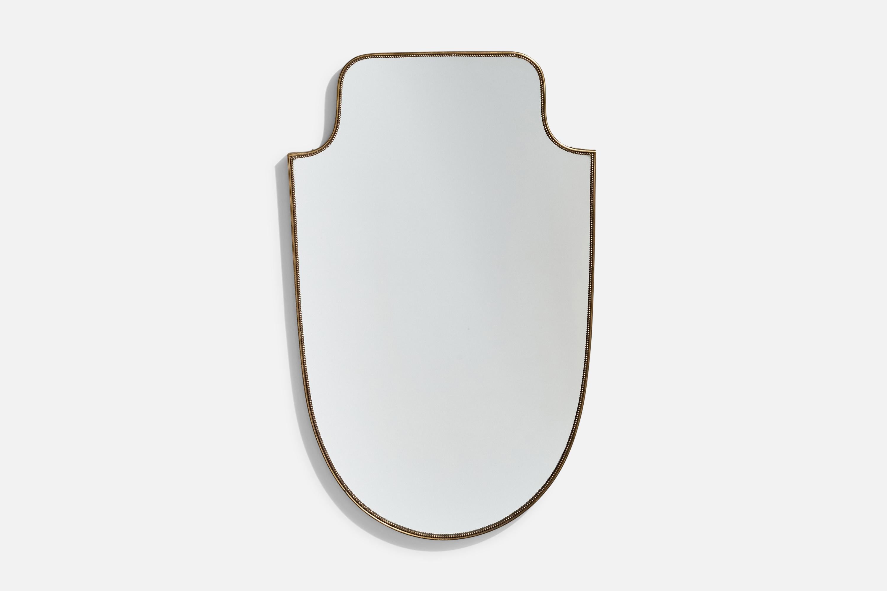 Italian Designer, Wall Mirror, Brass, Mirror Glass, Italy, c. 1950s In Good Condition For Sale In High Point, NC