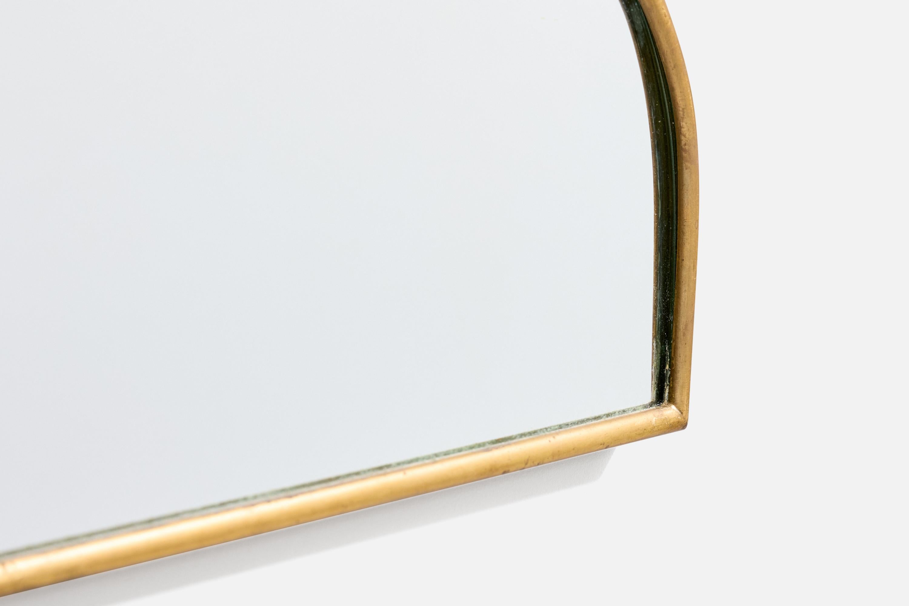 Diseñador italiano, Espejo de pared, Latón, Espejo de cristal, Italia, S. 1950 en venta 1