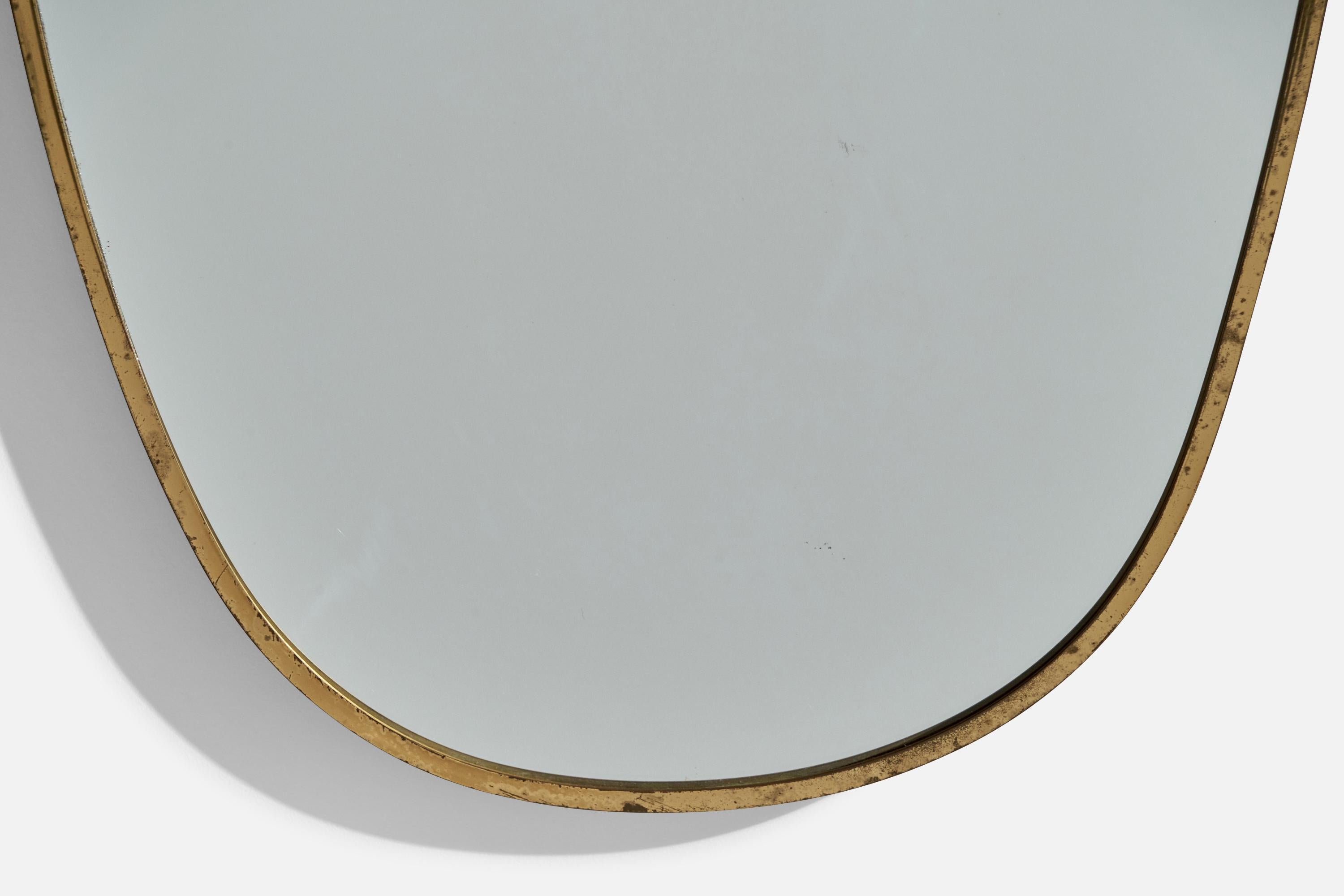 Italian Designer, Wall Mirror, Brass, Mirror Glass, Italy, c. 1950s For Sale 2