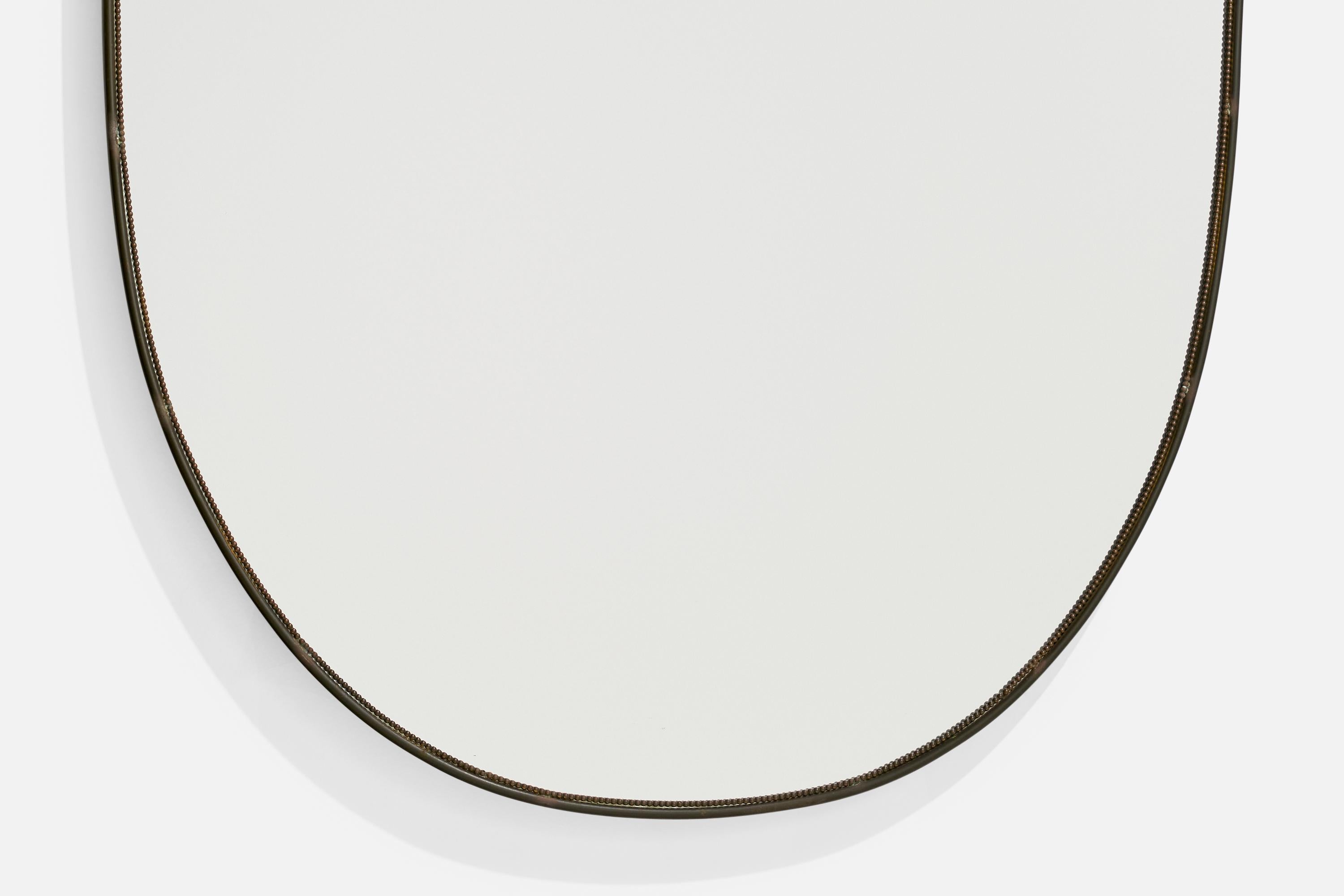 Designer italien, miroir mural, laiton, verre miroir, Italie, vers les années 1950 en vente 1