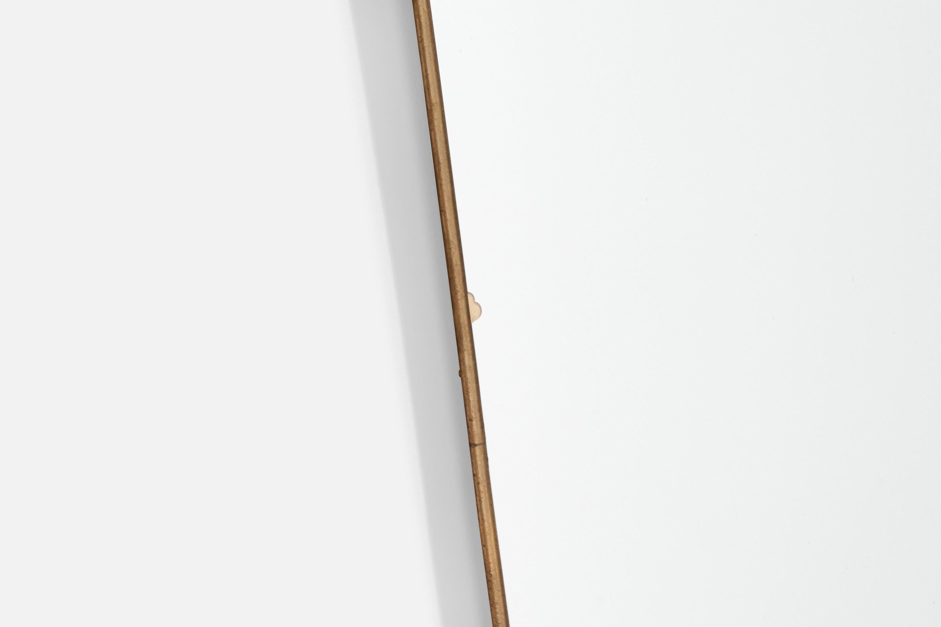 Ottone Specchio da parete di design italiano, ottone, vetro a specchio, Italia, 1950 ca. in vendita