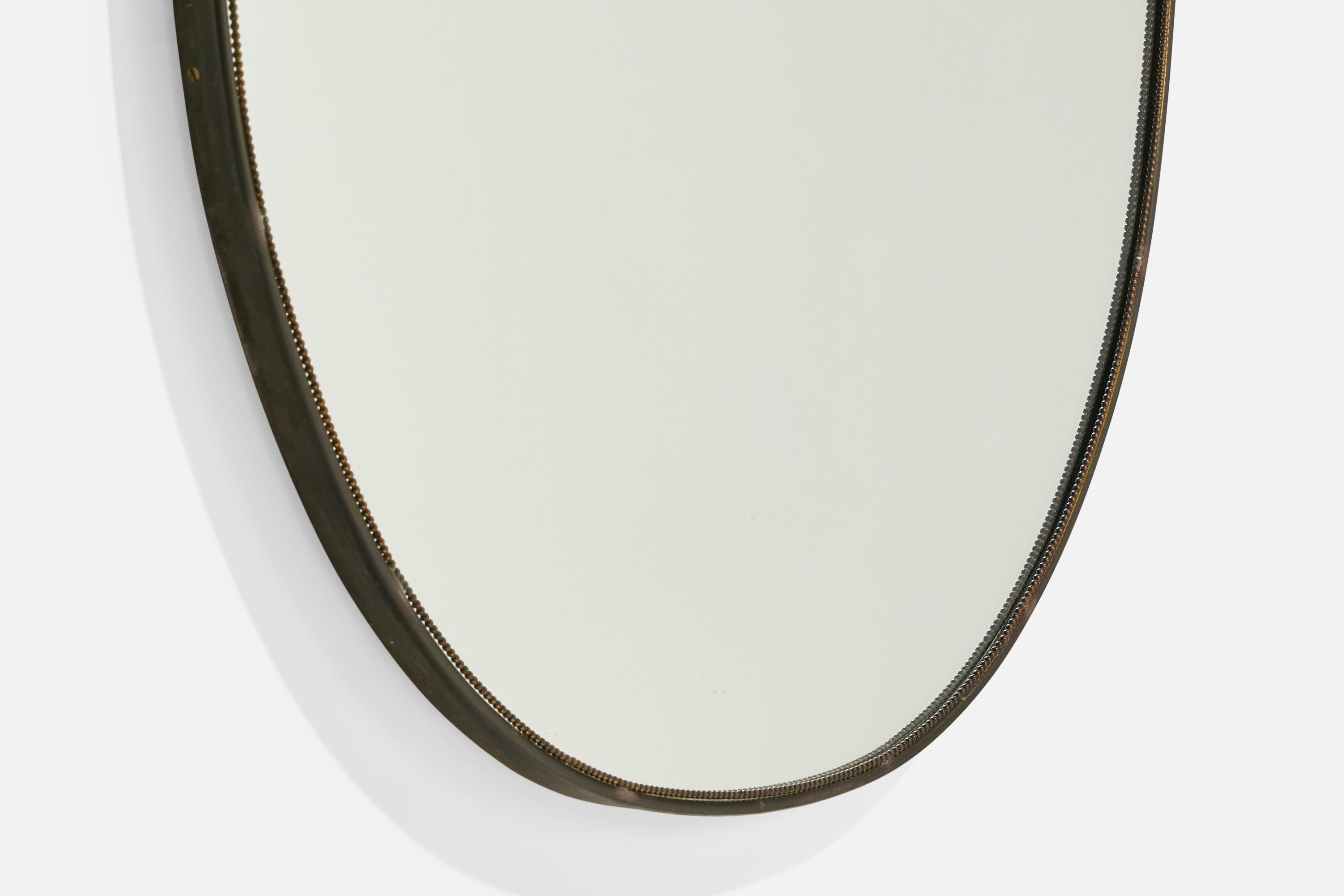 Designer italien, miroir mural, laiton, verre miroir, Italie, vers les années 1950 en vente 2
