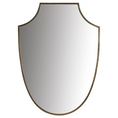 Italian Designer, Wall Mirror, Brass, Mirror Glass, Italy, c. 1950s
