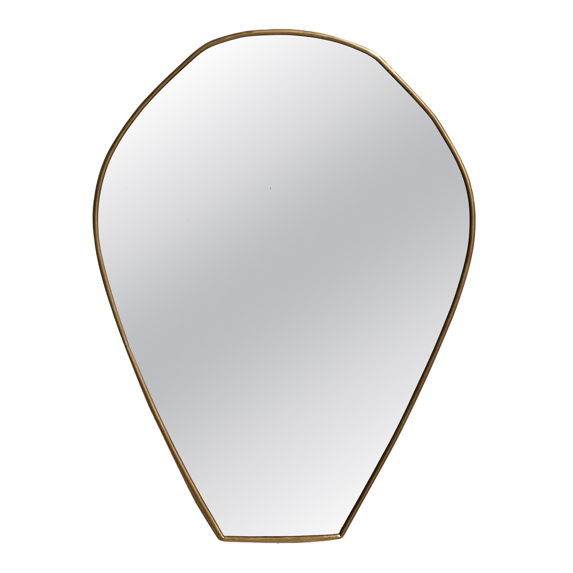 Italian Designer, Wall Mirror, Brass, Mirror Glass, Italy, c. 1950s