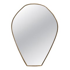 Italian Designer, Wall Mirror, Brass, Mirror Glass, Italy, c. 1950s