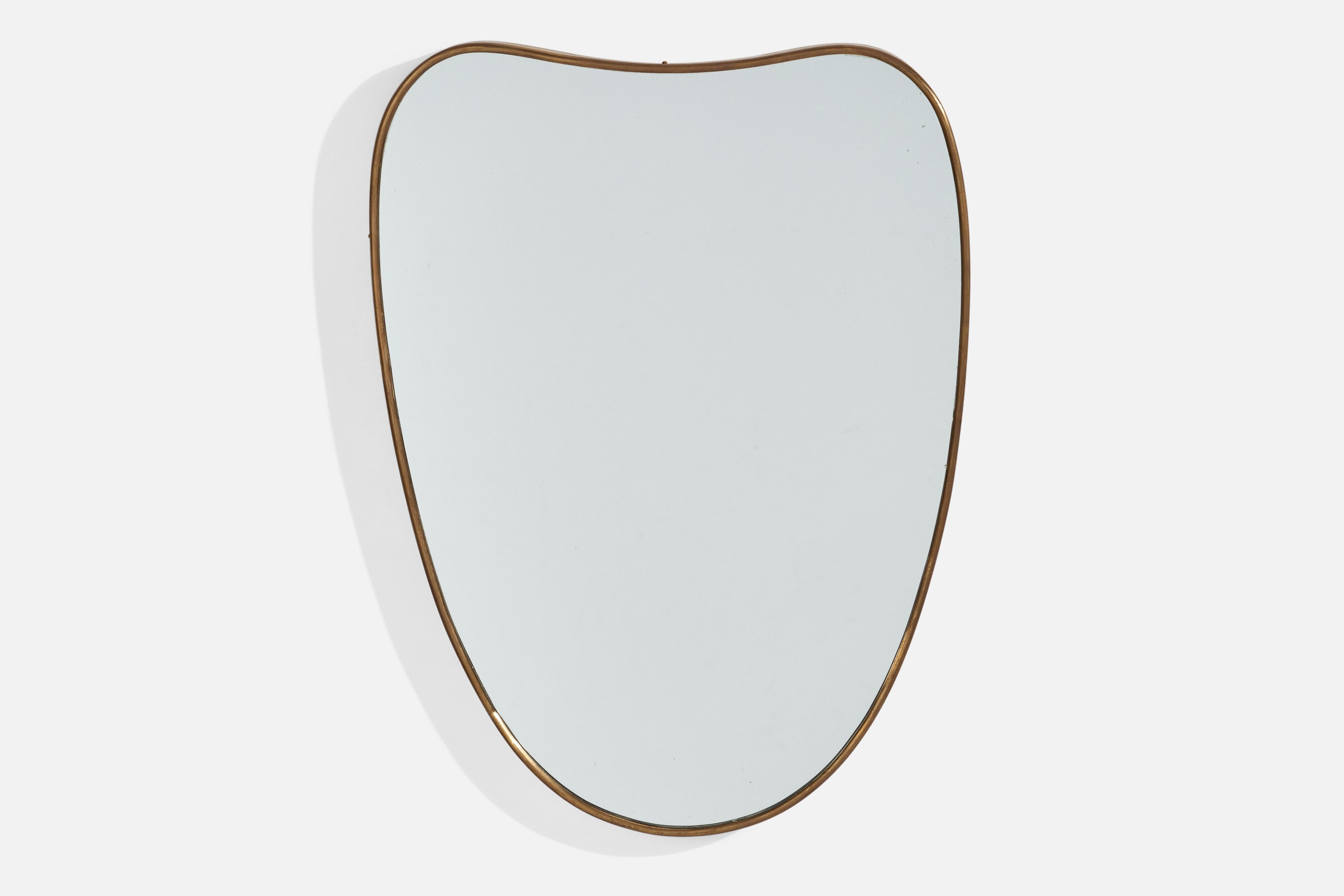 Diseñador italiano, Espejo de pared, Latón, Cristal de espejo, Italia, c. 1950