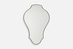 Italian Designer, Wall Mirror, Brass, Mirror Glass, Italy, c. 1950s