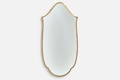 Italienischer italienischer Designer, Wandspiegel, Messing, Spiegelglas, Italien, um 1950