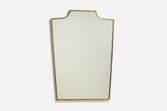 Italian Designer, Wall Mirror, Brass, Mirror Glass, Italy, c. 1950s