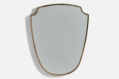 Italian Designer, Wall Mirror, Brass, Mirror Glass, Italy, c. 1950s
