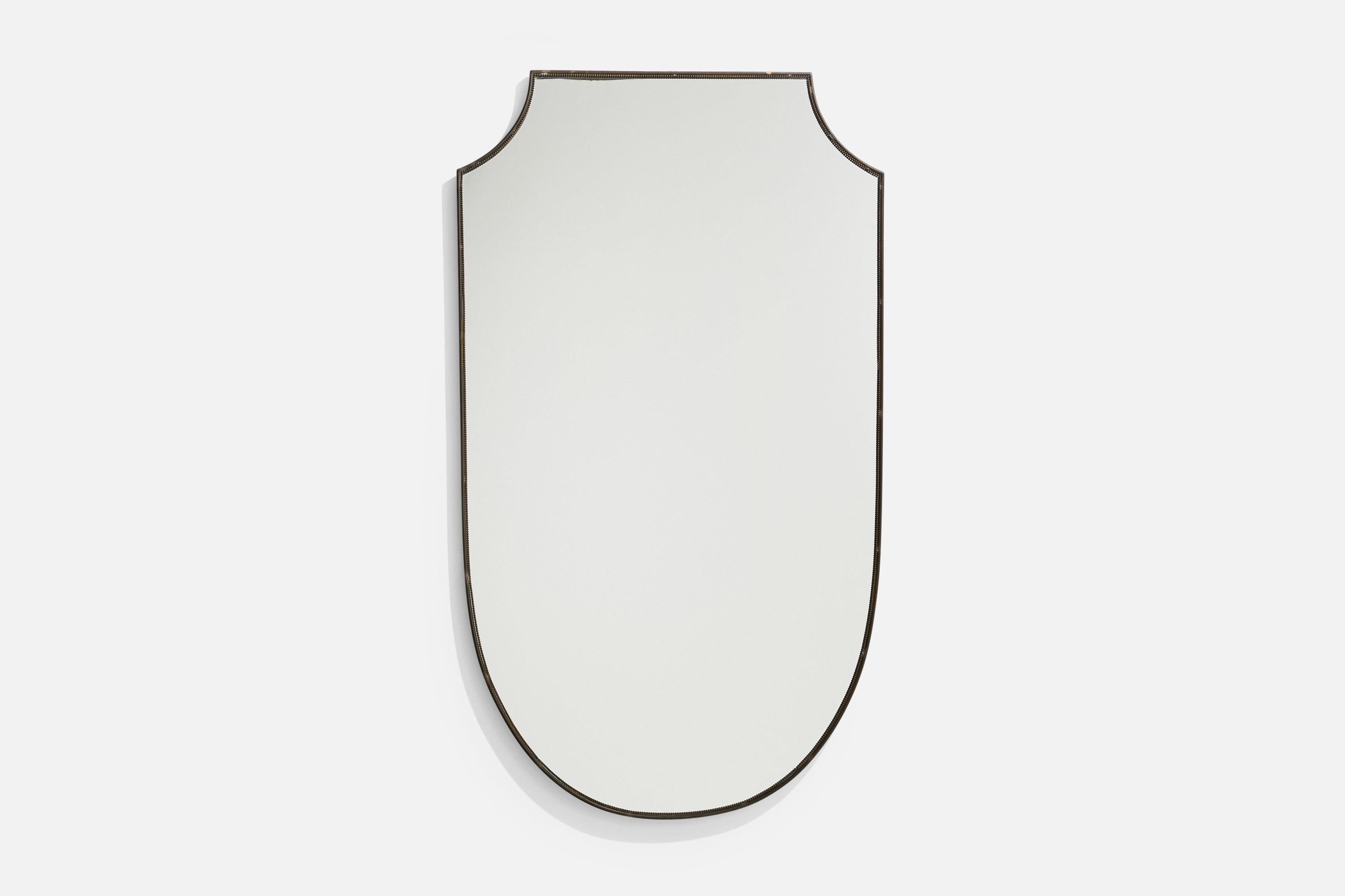 Italian Designer, Wall Mirror, Brass, Mirror Glass, Italy, C. 1950s