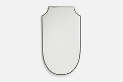Italian Designer, Wall Mirror, Brass, Mirror Glass, Italy, C. 1950s