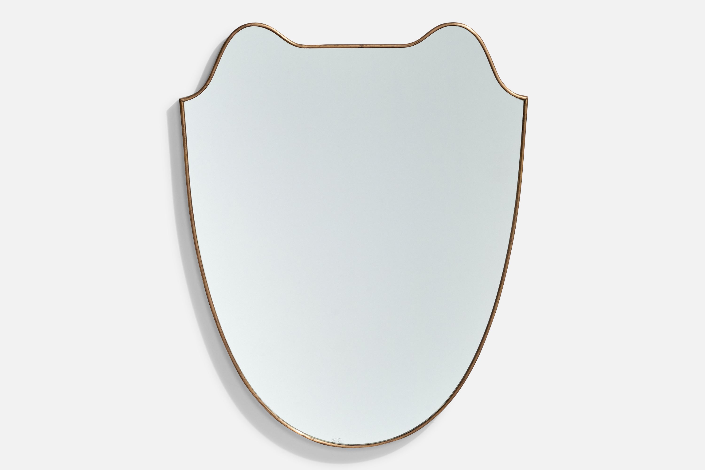 Diseñador italiano, Espejo de pared, Latón, Cristal de espejo, Italia, c. 1950