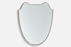 Italienischer italienischer Designer, Wandspiegel, Messing, Spiegelglas, Italien, um 1950