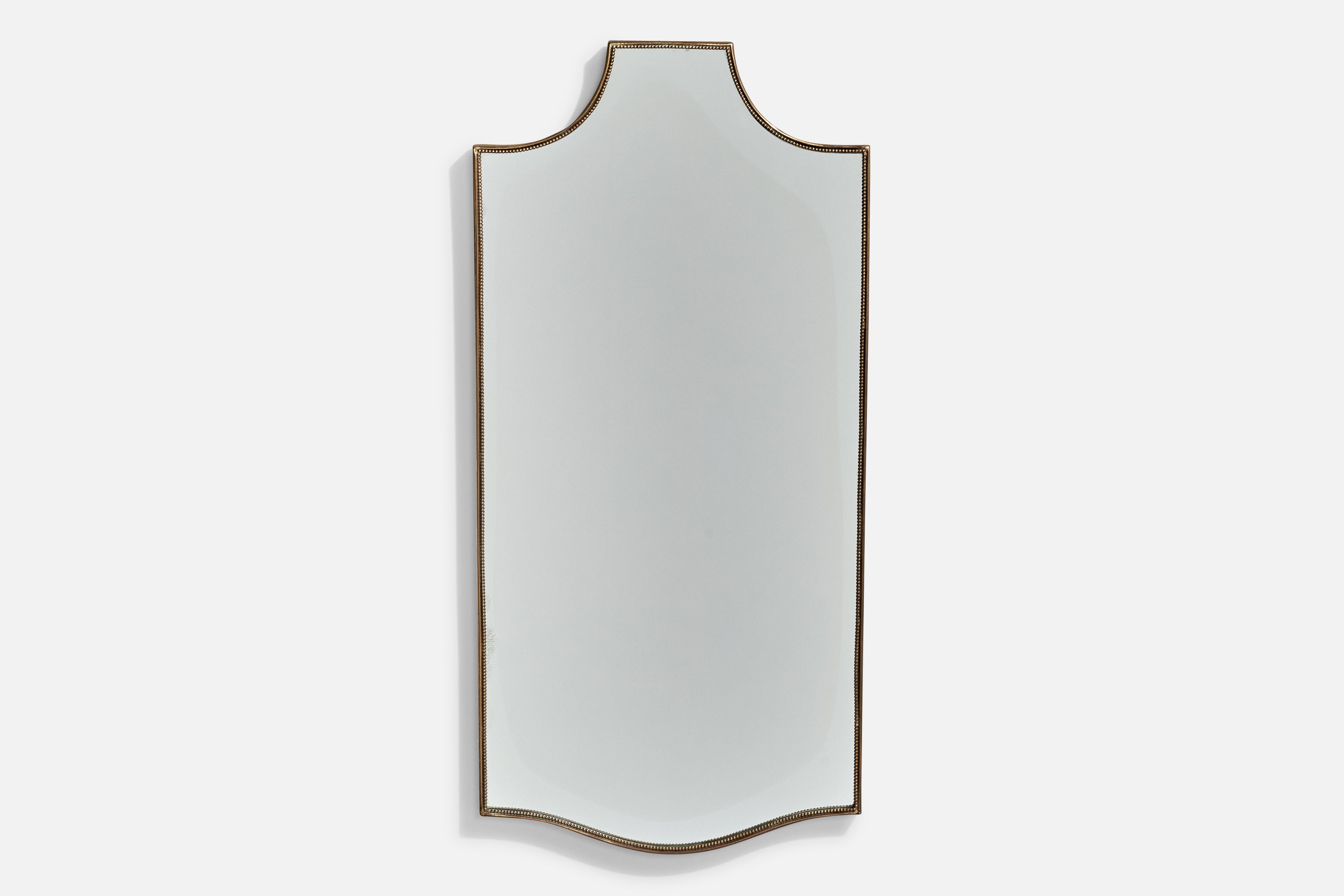 Italian Designer, Wall Mirror, Brass, Mirror Glass, Italy, c. 1950s