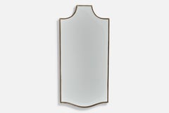 Italian Designer, Wall Mirror, Brass, Mirror Glass, Italy, c. 1950s